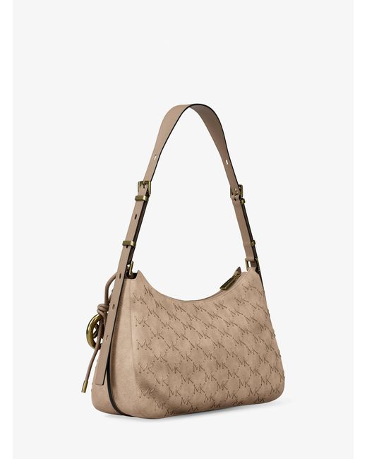 Michael Kors Natural Nolita Medium Whipstitched Logo Leather Shoulder Bag