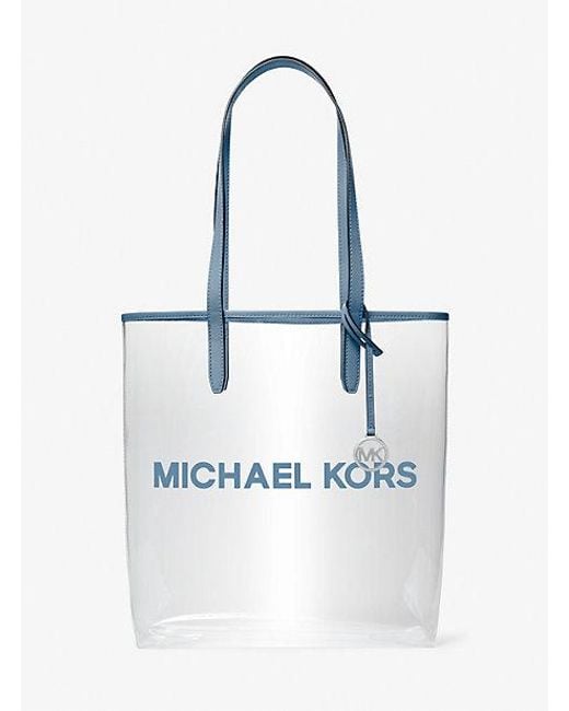Michael Kors White The Michael Large Clear Vinyl Tote Bag