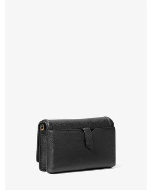 Michael Kors Black Jet Set Small Pebbled Leather Smartphone Convertible Crossbody Bag