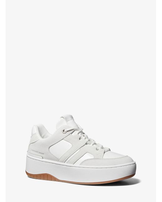 MICHAEL Michael Kors White Mk Ryder Leather Platform Trainers