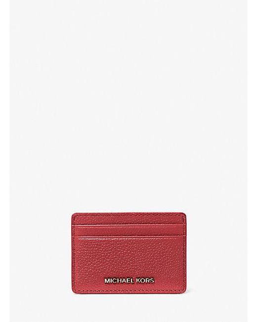 Michael Kors Red Pebbled Leather Card Case