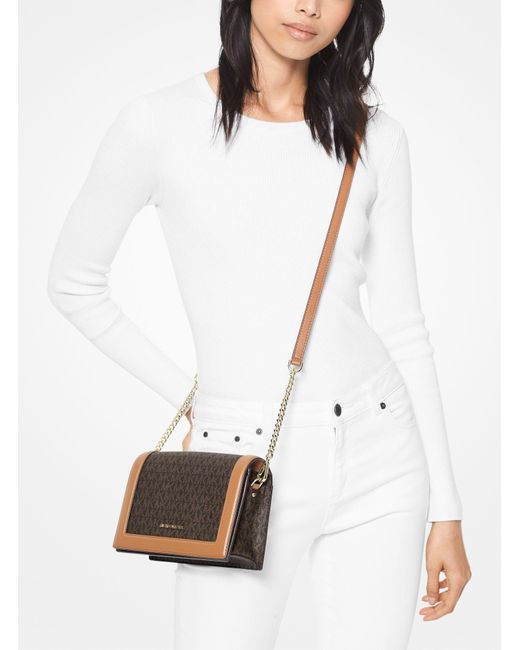 jet set large logo and leather crossbody
