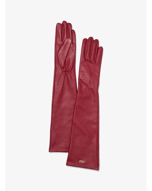 MICHAEL Michael Kors Red Mk Leather Opera Gloves