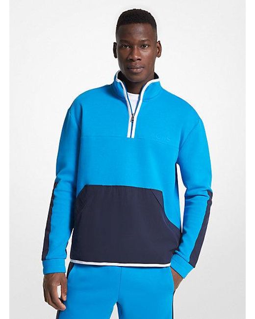 Michael Kors Blue Cotton Blend Half-zip Sweatshirt for men