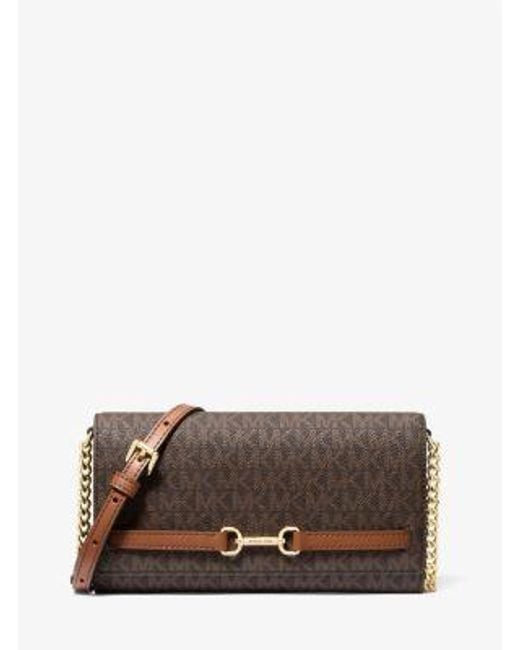 Michael Kors Brown Carson Large Signature Logo Convertible Crossbody Bag