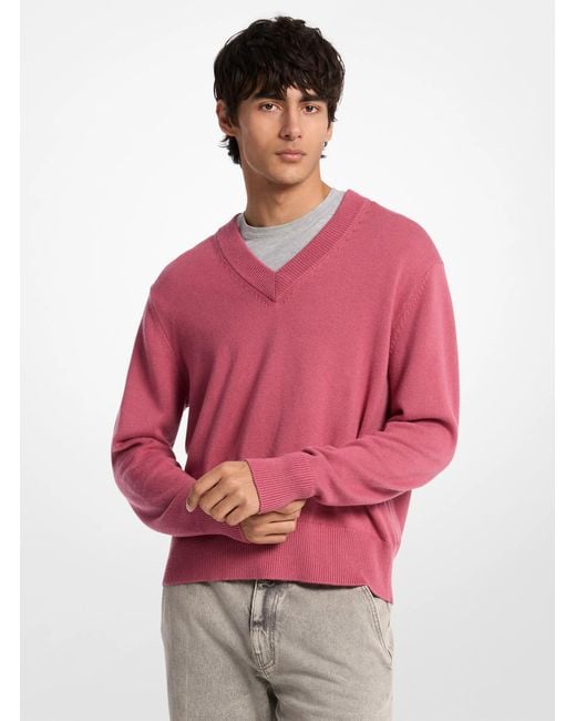 Michael Kors Red Mk Wool And Cotton Blend Polo Jumper for men