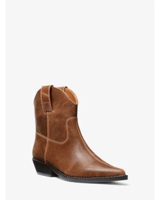 Michael Kors Brown Mk Noemie Distressed Leather Boot