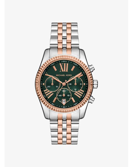 Michael Kors White Mk Lexington Two-Tone Watch