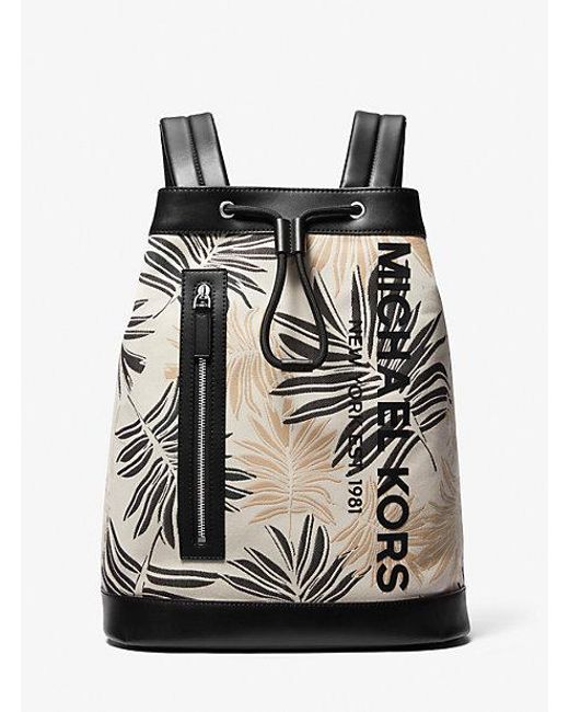 Michael Kors Black Cooper Palm Jacquard Mariner Backpack for men
