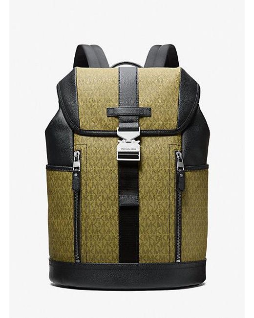 Michael Kors Green Hudson Signature Logo Aviator Backpack for men