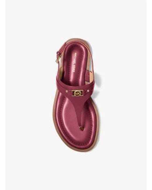 Michael Kors Pink Mandy Leather T-Strap Sandal