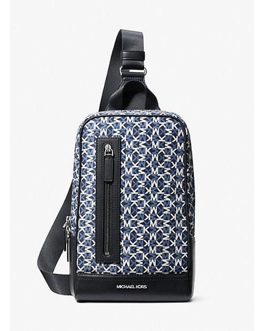 Michael Kors Blue Lautner Logo Print Sling Pack for men