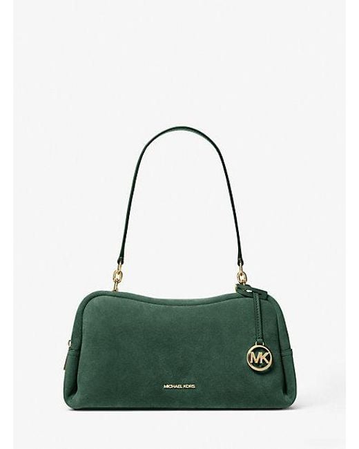 Michael Kors Green Cecily Medium Suede Shoulder Bag