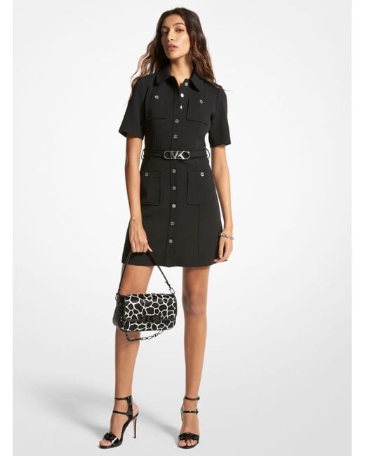 Michael Kors Stretch Crepe Belted Utility Dress in Black Lyst