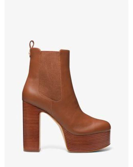 Michael Kors Brown Natasha Leather Platform Boot