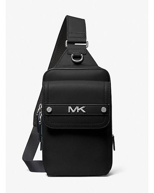 Michael Kors Black Varick Medium Leather Sling Pack for men