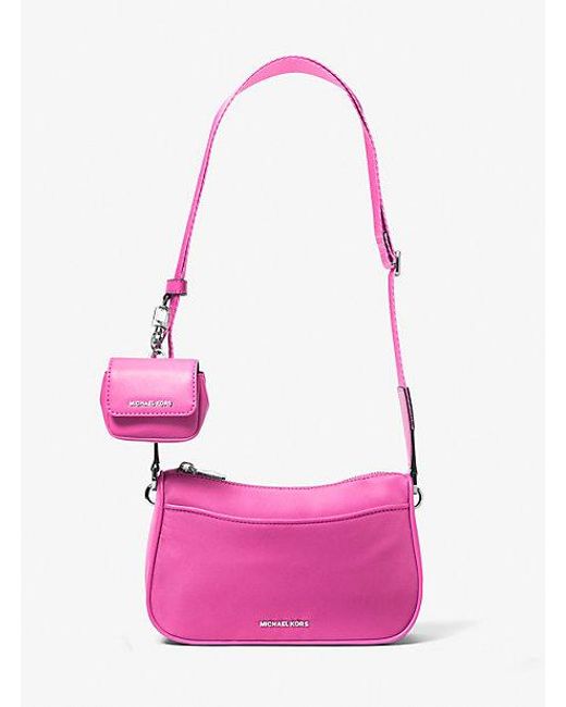 Michael Kors Pink Jet Set Medium Nylon Crossbody Bag With Case For Apple Airpods Pro®