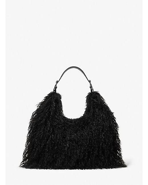 MICHAEL Michael Kors Black Mk Nolita Large Faux Shearling Shoulder Bag