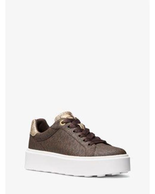 Michael Kors Romey Metallic Two-Tone Signature Logo Platform Michael Kors Romey Metallic Two-Tone Signature Logo Platform