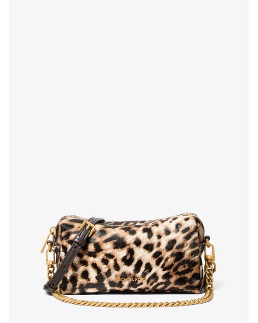 MICHAEL Michael Kors Brown Mk Bryant Small Leopard Print Calf Hair Convertible Crossbody Bag