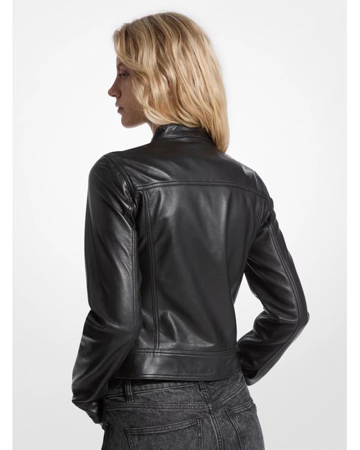 MICHAEL Michael Kors Black Zip Front Leather Jacket