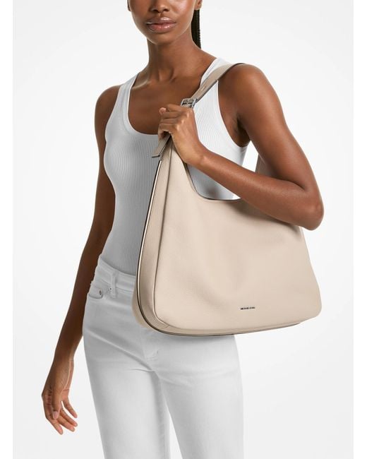 MICHAEL Michael Kors Natural Mk Nolita Large Pebbled Leather Hobo Shoulder Bag