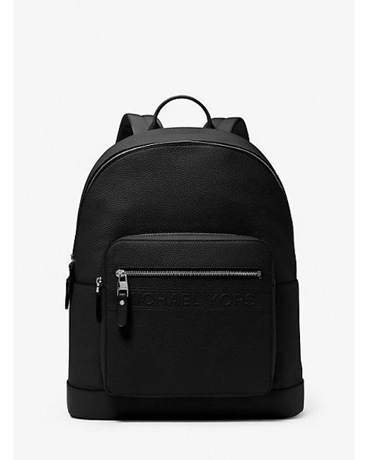 Michael Kors Black Hudson Leather Commuter Backpack for men