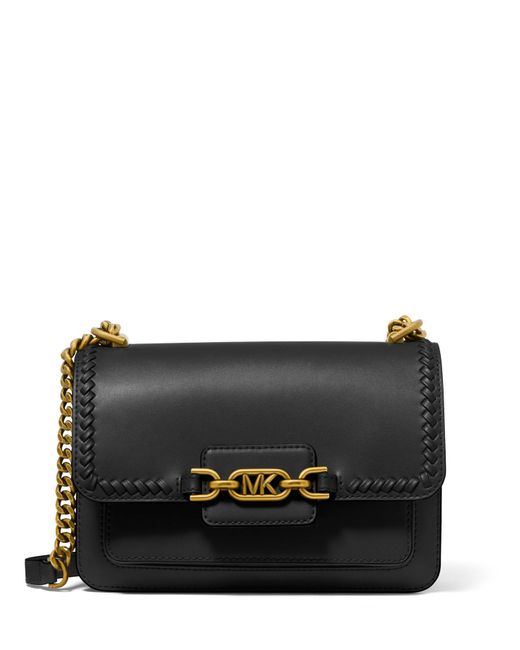 Michael Kors Heather Large Leather Shoulder Bag in Black | Lyst