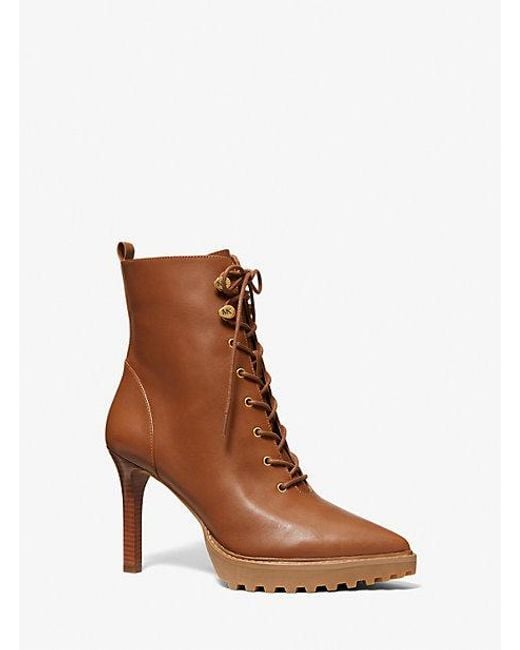 Michael Kors Brown Kyle Leather Lace-up Boot