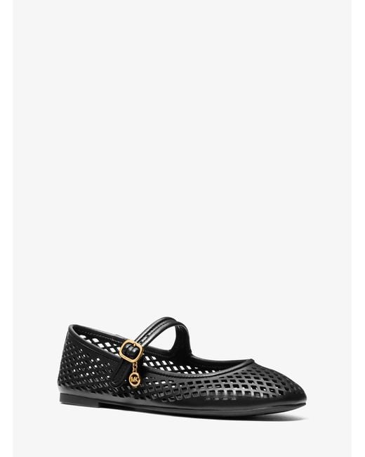 MICHAEL Michael Kors White Mk Nellie Flex Laser-Cut Leather Flat
