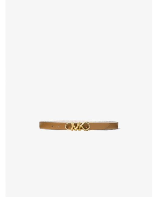 MICHAEL Michael Kors White Reversible Logo And Leather Belt