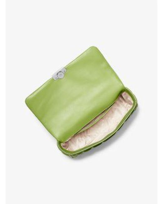 Michael Kors Green Tribeca Large Quilted Leather Shoulder Bag