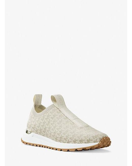 Michael Kors White Bodie Metallic Logo Knit Slip-On Sneaker
