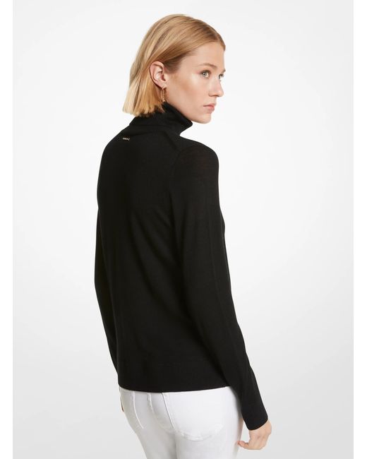 MICHAEL Michael Kors Black Mk Merino Wool Polo Neck Jumper