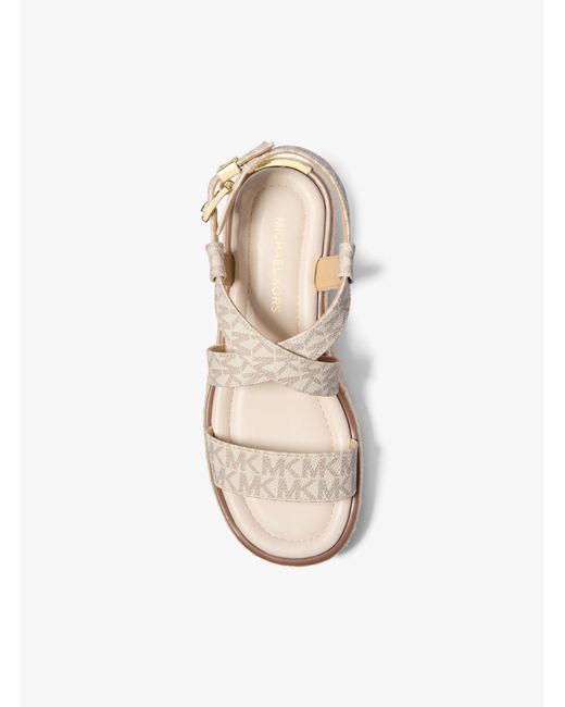 MICHAEL Michael Kors Natural Lynn Signature Logo Platform Espadrille Sandal