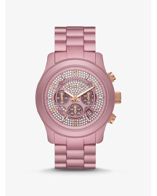 Michael Kors Limited Edition Oversized Runway Pavé Pink-tone Aluminum Watch