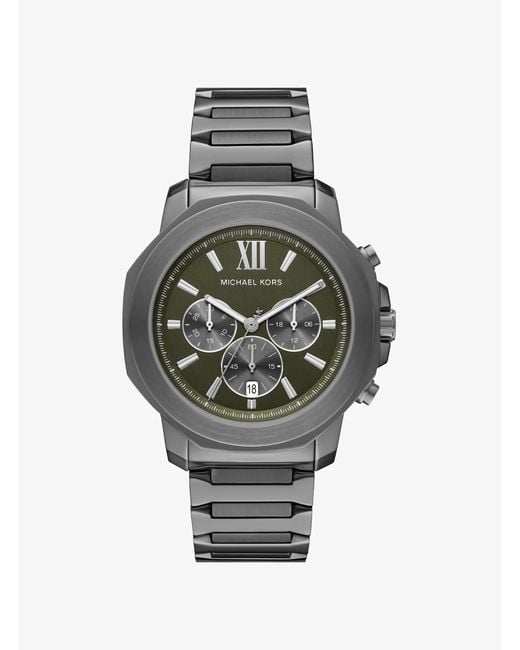 Michael Kors Gray Oversized Prescott Gunmetal Watch for men