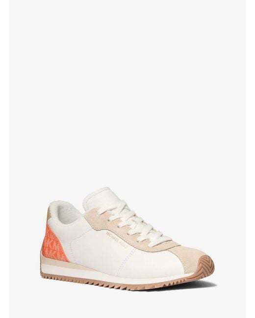 MICHAEL Michael Kors White Mk Rhodes Color-Block Leather And Signature Logo Trainer