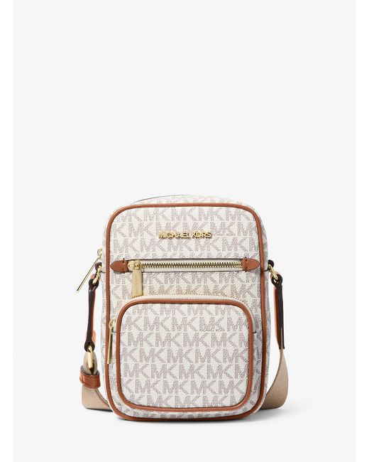 Mk Borsa A Tracolla Jet Set Media Con Logo di Michael Kors Outlet in Natural