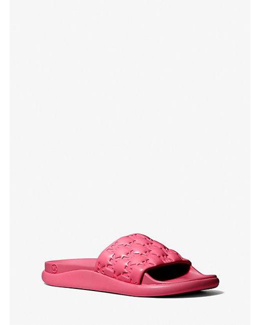 Michael Kors Pink Finnie Logo Embossed Slide Sandal