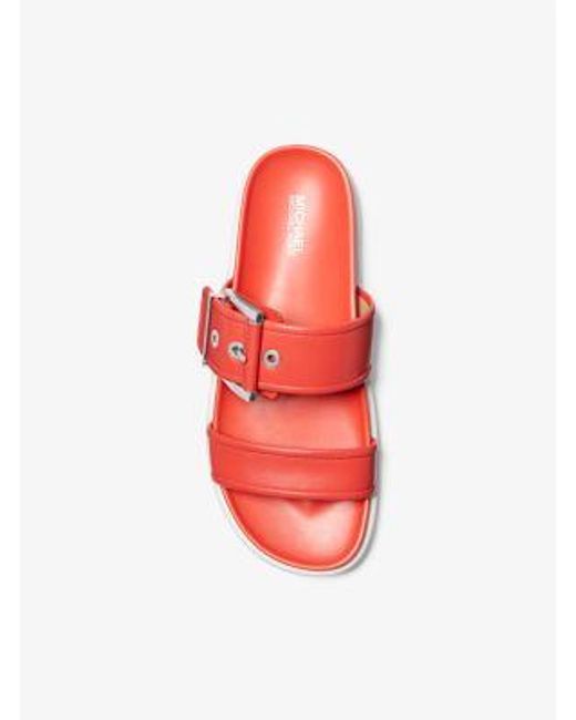 Michael Kors Red Mk Colby Leather Slide Sandal
