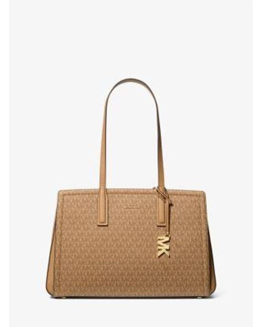 MICHAEL Michael Kors Natural Mk Laila Medium Signature Logo Tote Bag