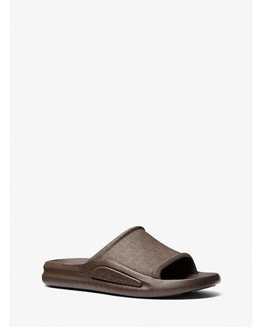Michael Kors Brown Mk Griffin Signature Logo Slide Sandal for men
