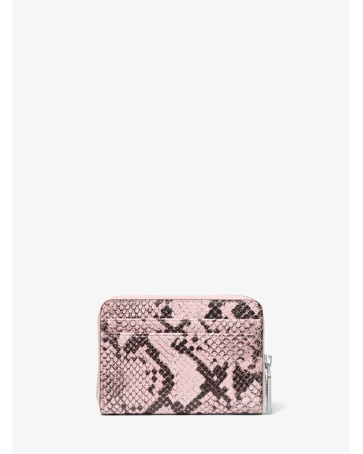 MICHAEL Michael Kors Pink Mk Jet Set Small Snake Embossed Leather Wallet