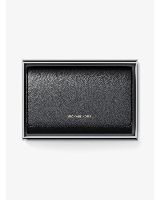 MICHAEL Michael Kors Gray Mk Jet Set Large Pebbled Leather Wallet