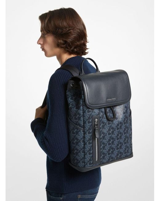 Michael Kors Blue Hudson Empire Signature Logo Backpack for men