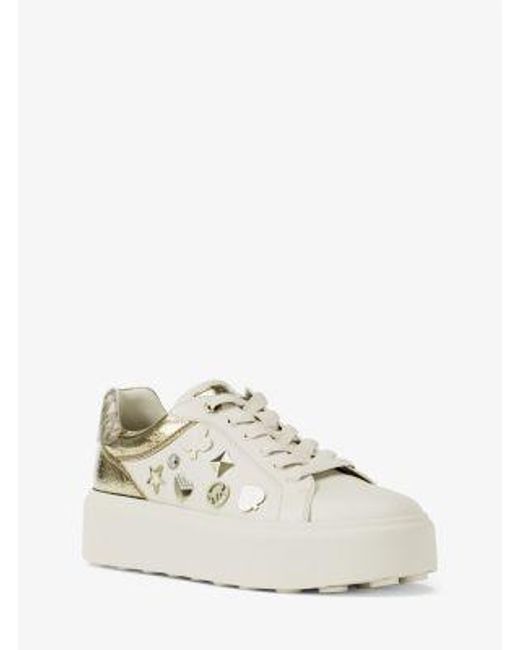 Michael Kors White Romey Embellished Mixed-Media Platform Sneaker