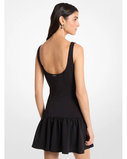 MICHAEL Michael Kors Black Mk Double-Knit Crepe Drop-Waist Dress