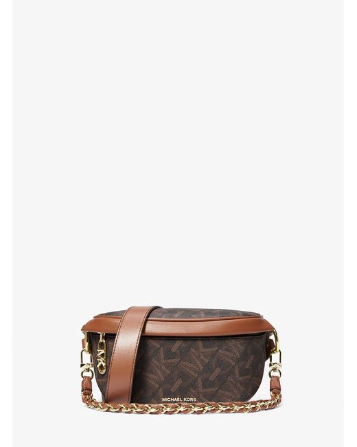 MICHAEL Michael Kors Brown Mk Slater Extra-Small Empire Signature Logo Sling Pack