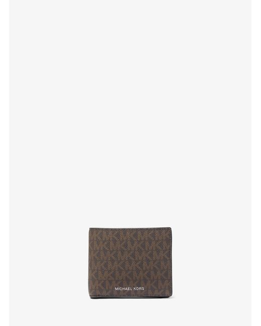 Michael Kors White Greyson Logo Billfold Wallet With Coin Pocket for men